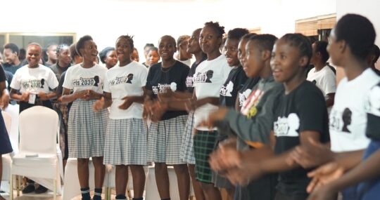 Young Zambian girls participating in a school club session.